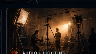 Professional production lighting and audio on a film set